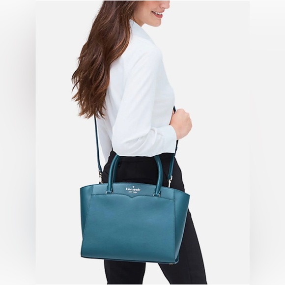 NWT-Kate Spade-Medium Satchel-Scotch Pine-Refined Grain Leather-Strap-$379 - Picture 14 of 14